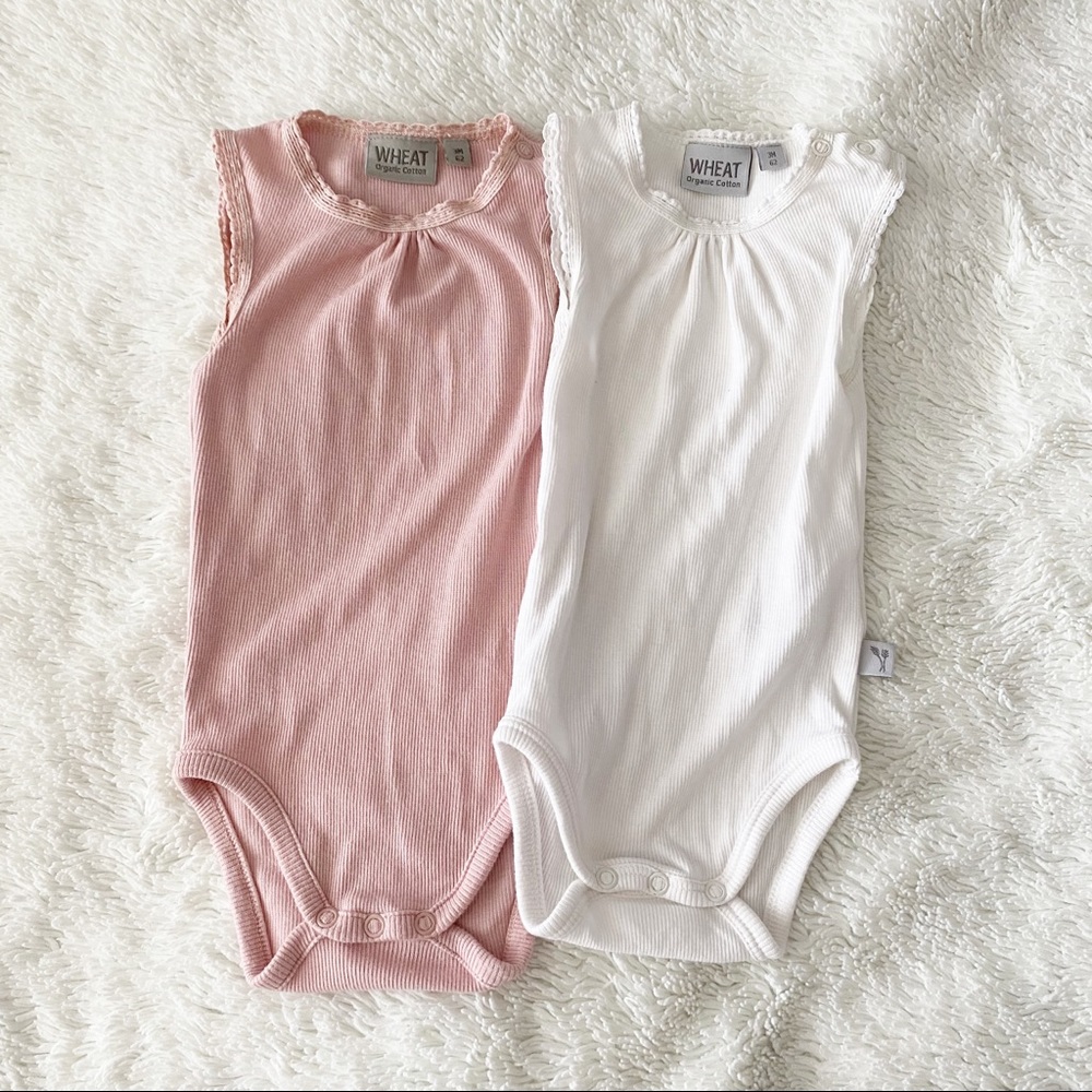 WHEAT Danish Design Baby Sleeveless Bodysuit Bundle Size 3 months